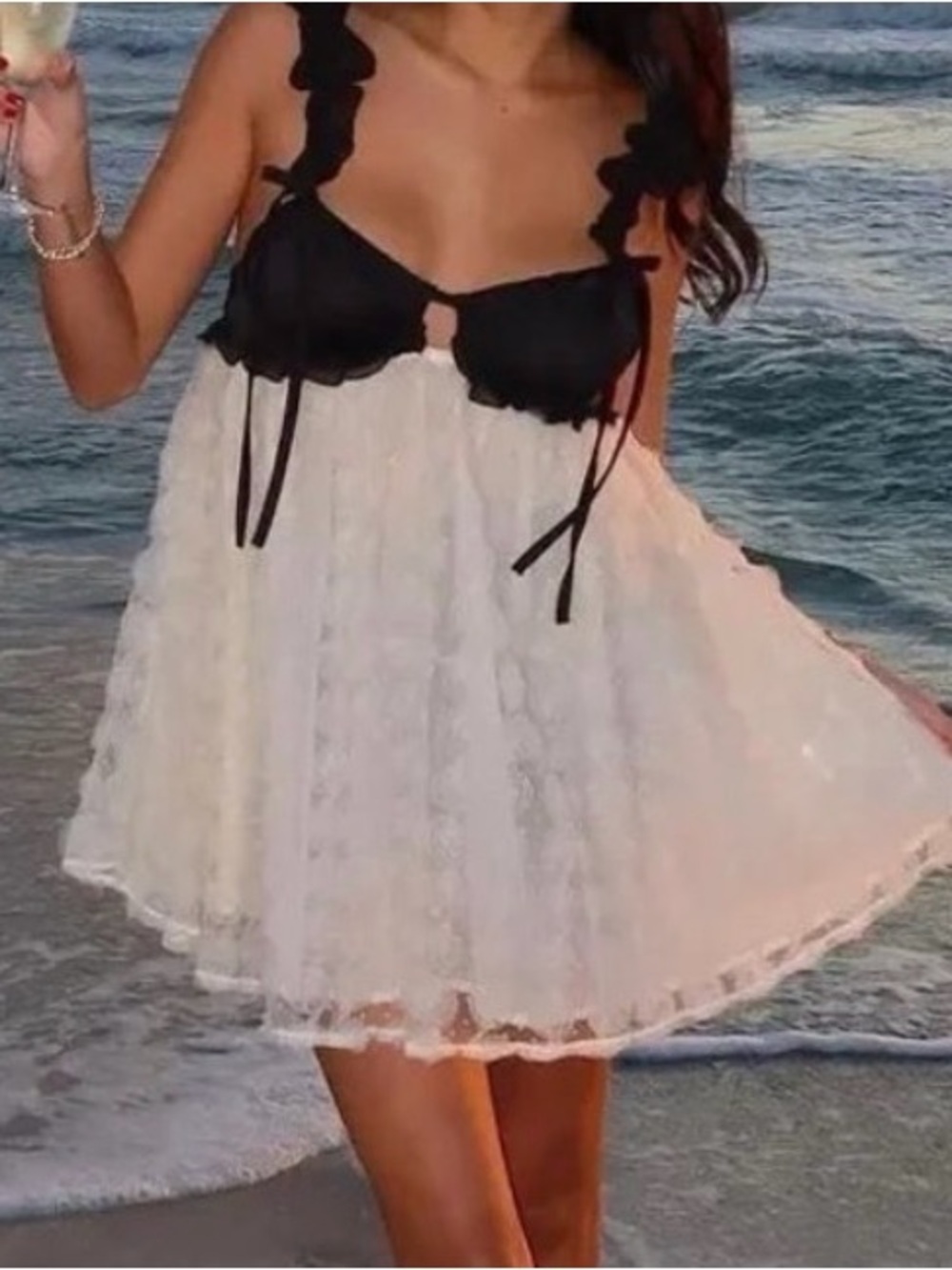 Black & White Lace Babydoll Dress
